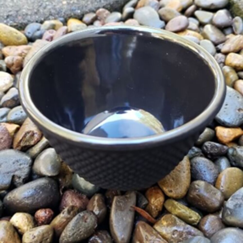 Iwachu Black Hobnail Iron Porcelain Lined Tea Cup
